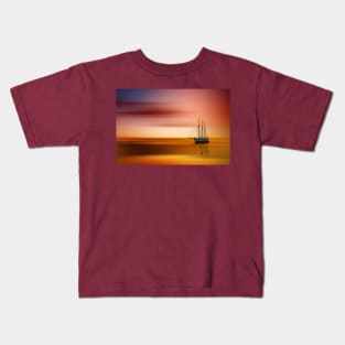 Tall Ship At Sunset Kids T-Shirt